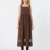 Robe sans manches en popeline de coton, couleur chocolat