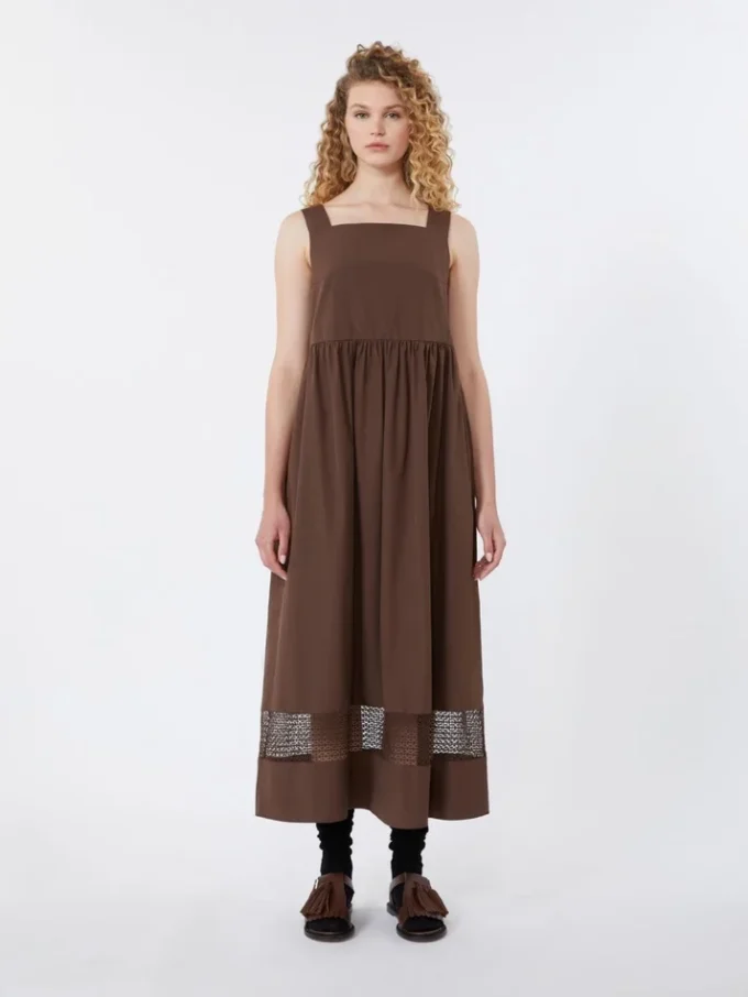 Robe sans manches en popeline de coton, couleur chocolat