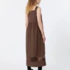 Robe sans manches en popeline de coton, couleur chocolat