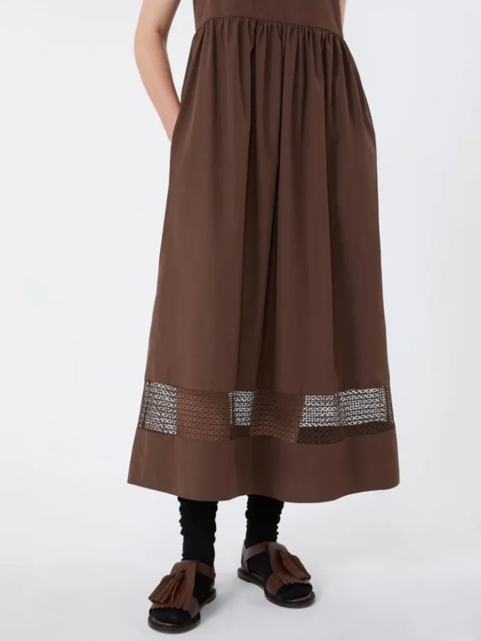 Robe sans manches en popeline de coton, couleur chocolat