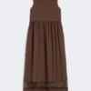 Robe sans manches en popeline de coton, couleur chocolat