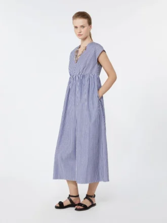 Robe trapèze en popeline de coton, bleu marine
