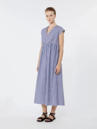 Robe trapèze en popeline de coton, bleu marine