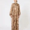 Robe tunique en soie imprimée, dorée Robe tunique en soie imprimée, dorée