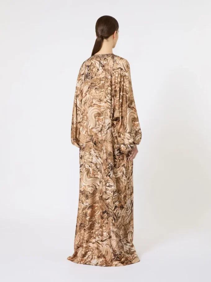 Robe tunique en soie imprimée, dorée Robe tunique en soie imprimée, dorée