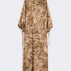 Robe tunique en soie imprimée, dorée Robe tunique en soie imprimée, dorée