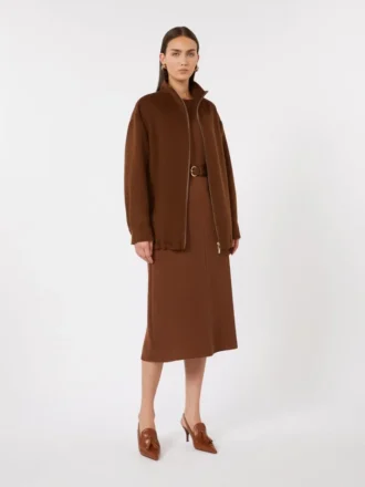 Robe évasée en cady, chocolat