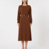 Robe évasée en cady, chocolat Robe évasée en cady, chocolat