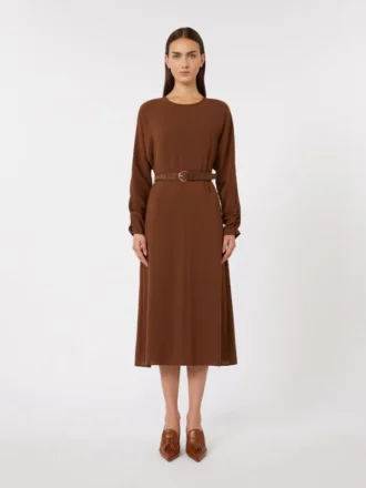 Robe évasée en cady, chocolat