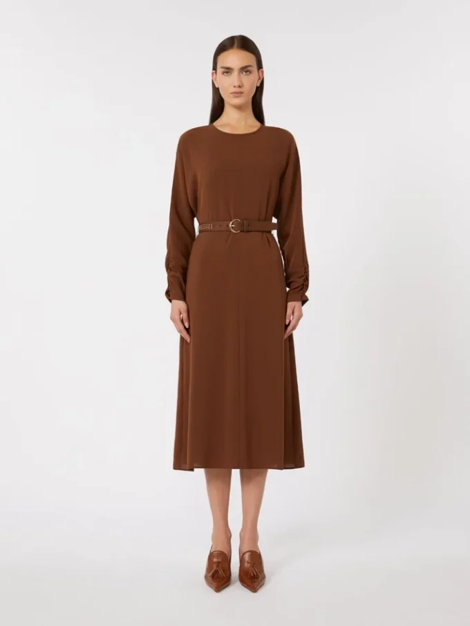 Robe évasée en cady, chocolat Robe évasée en cady, chocolat