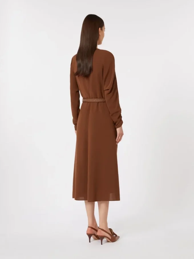 Robe évasée en cady, chocolat Robe évasée en cady, chocolat