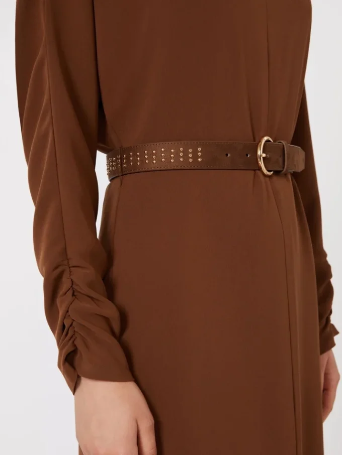 Robe évasée en cady, chocolat Robe évasée en cady, chocolat