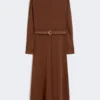 Robe évasée en cady, chocolat Robe évasée en cady, chocolat