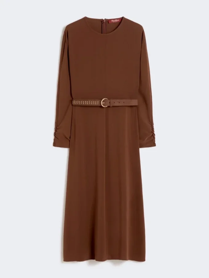 Robe évasée en cady, chocolat Robe évasée en cady, chocolat