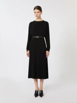 Robe évasée en cady, noire