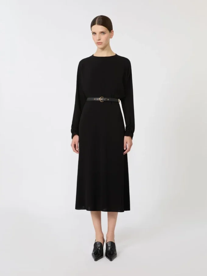 Robe évasée en cady, noire Robe évasée en cady, noire