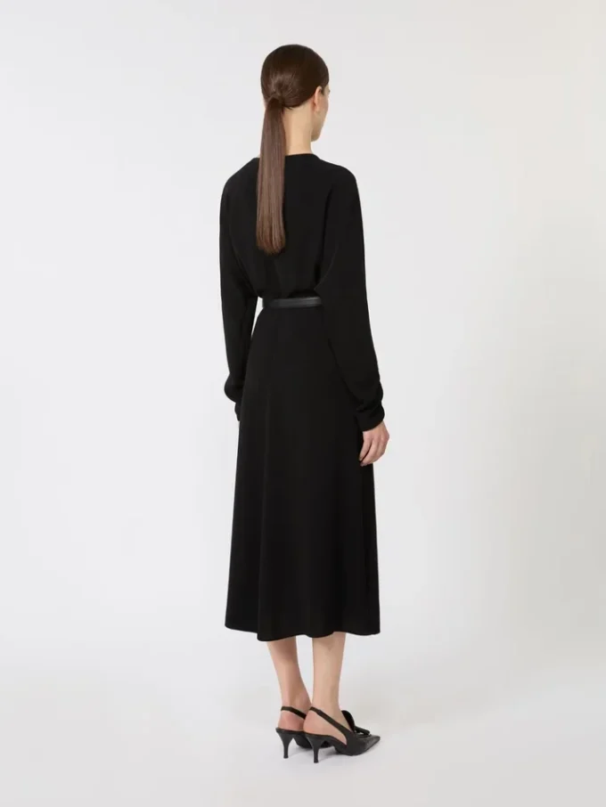 Robe évasée en cady, noire Robe évasée en cady, noire