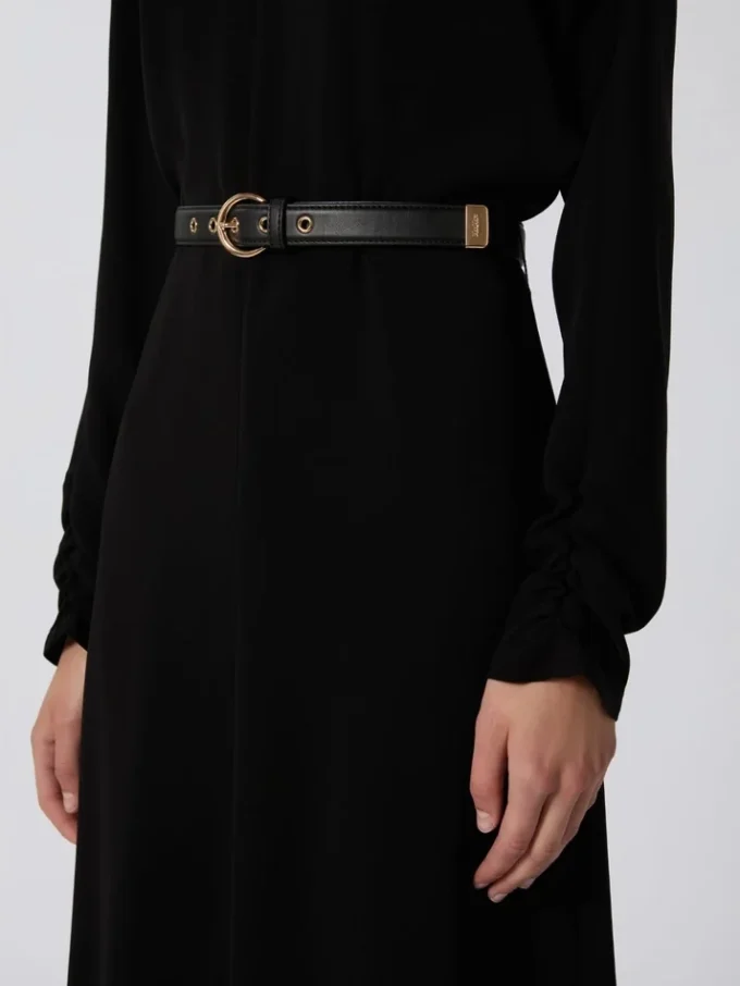 Robe évasée en cady, noire Robe évasée en cady, noire