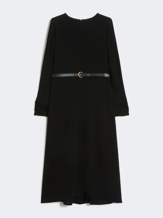 Robe évasée en cady, noire Robe évasée en cady, noire
