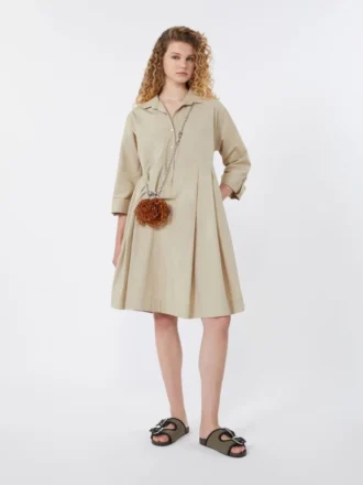 Robe évasée en popeline de coton, couleur sable