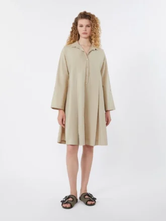 Robe évasée en popeline de coton, couleur sable