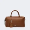 Sac bolero moyen en cuir naturel, brun ambré