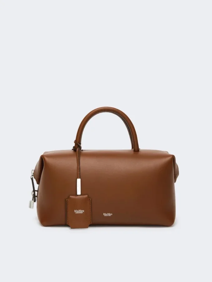 Sac bolero moyen en cuir naturel, brun ambré
