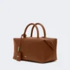 Sac bolero moyen en cuir naturel, brun ambré