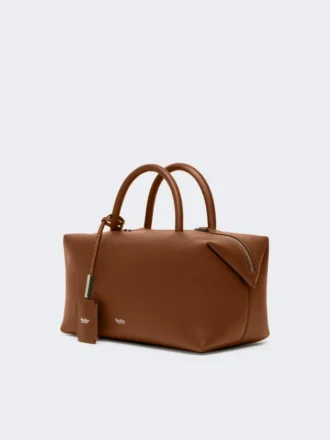 Sac bolero moyen en cuir naturel, brun ambré