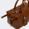 Sac bolero moyen en cuir naturel, brun ambré