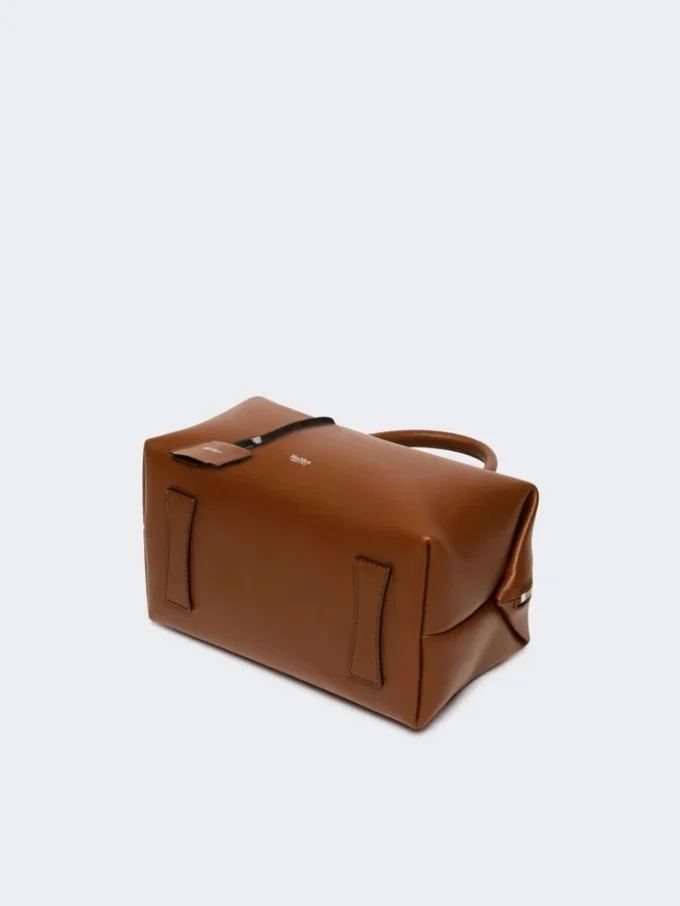 Sac bolero moyen en cuir naturel, brun ambré