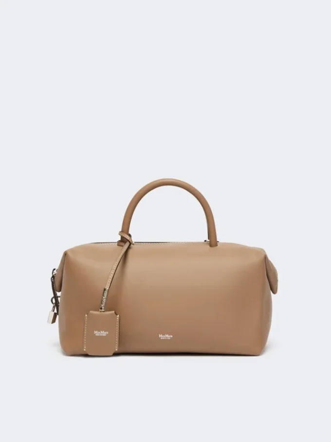 Sac bolero moyen en cuir naturel, couleur boue