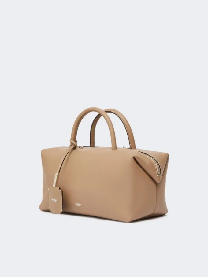 Sac bolero moyen en cuir naturel, couleur boue