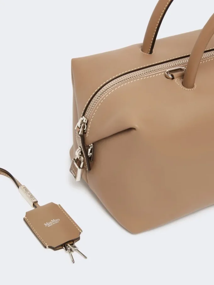 Sac bolero moyen en cuir naturel, couleur boue
