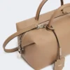 Sac bolero moyen en cuir naturel, couleur boue