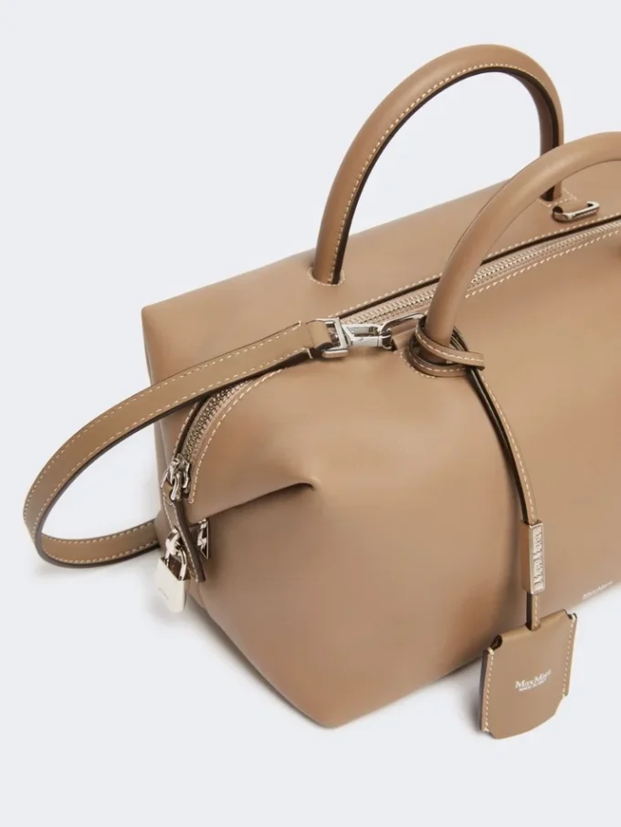 Sac bolero moyen en cuir naturel, couleur boue