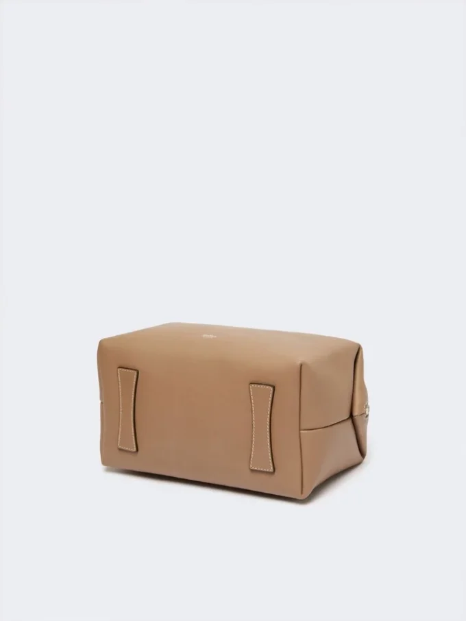 Sac bolero moyen en cuir naturel, couleur boue