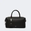 Sac bolero moyen en cuir naturel, noir