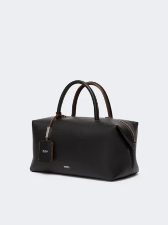 Sac bolero moyen en cuir naturel, noir