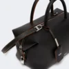Sac bolero moyen en cuir naturel, noir