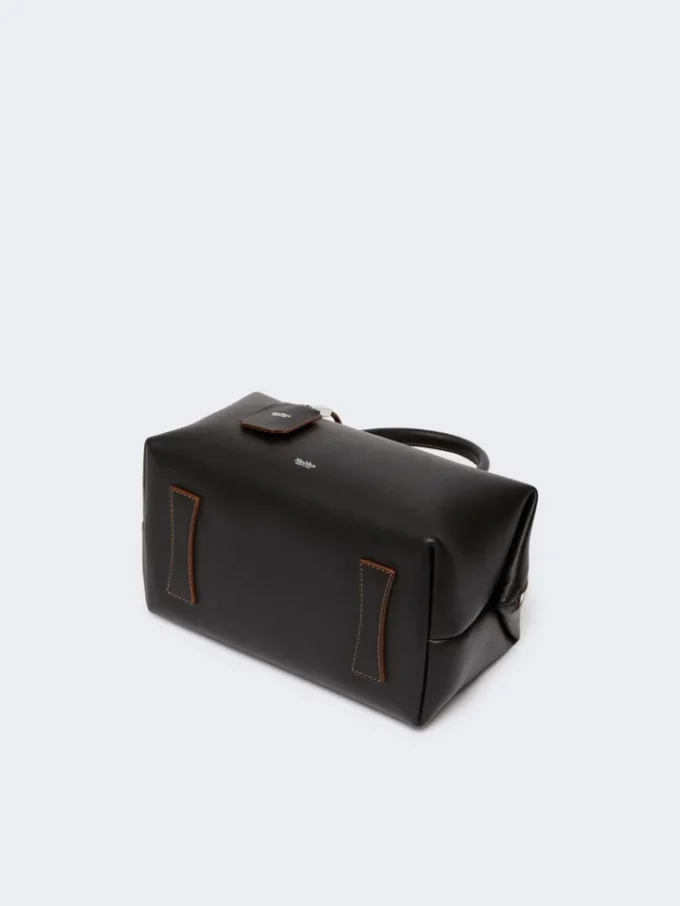 Sac bolero moyen en cuir naturel, noir
