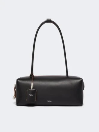 Sac bowler en cuir naturel, noir