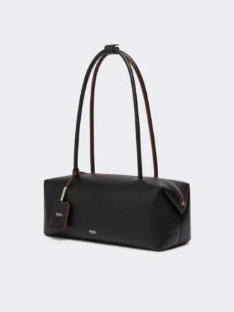 Sac bowler en cuir naturel, noir