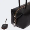 Sac bowler en cuir naturel, noir Sac bowler en cuir naturel, noir