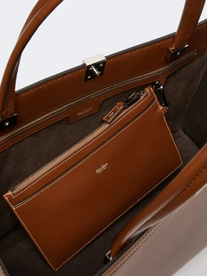 Sac cabas en cuir, couleur tabac