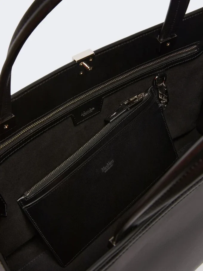 Sac cabas en cuir, noir