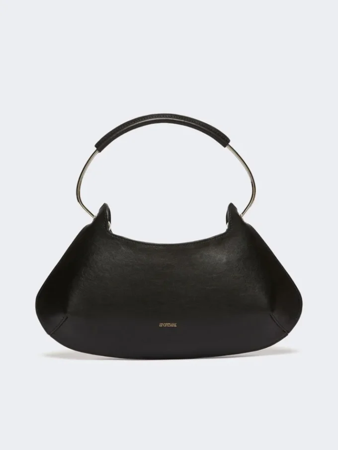 Sac Caju en cuir de taille moyenne, noir