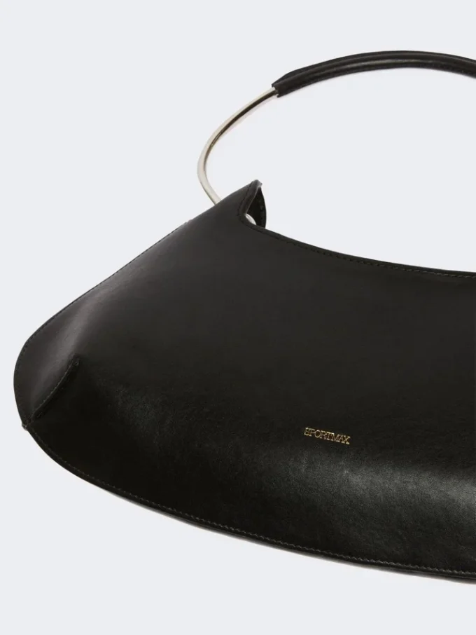 Sac Caju en cuir de taille moyenne, noir