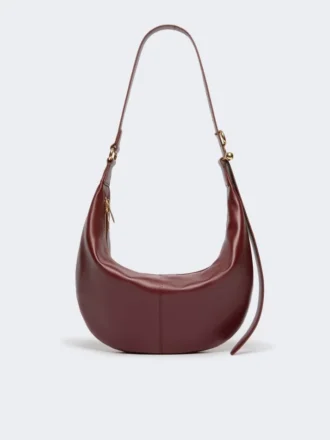 Sac hobo en cuir nappa, bordeaux