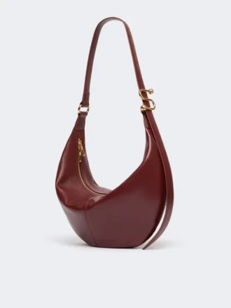 Sac hobo en cuir nappa, bordeaux